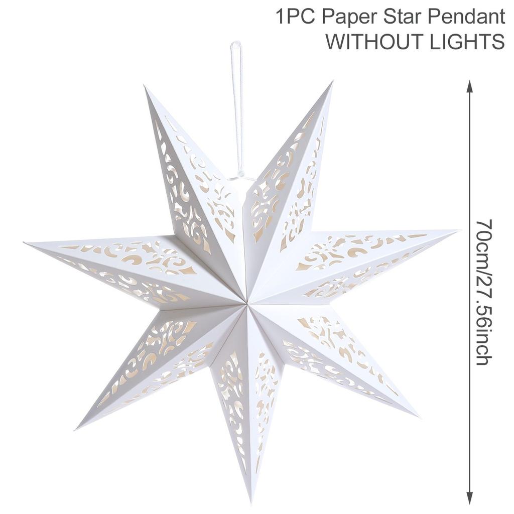 30-75cm Christmas Hollow Star Hanging Ornament Paper Lampshade Window Grille Decor for Home Wedding Holiday Gift