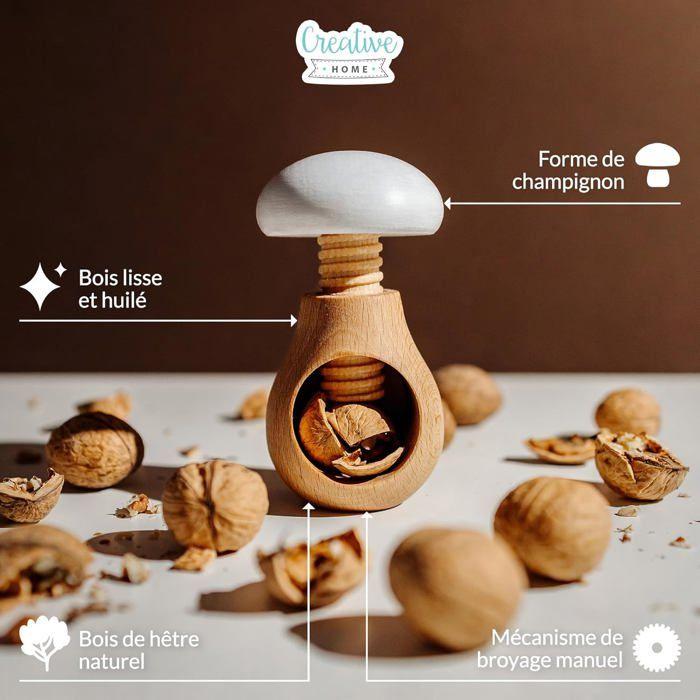 Casse-Noix Creative Home Champignon Manuel Bois Blanc 10x7 cm