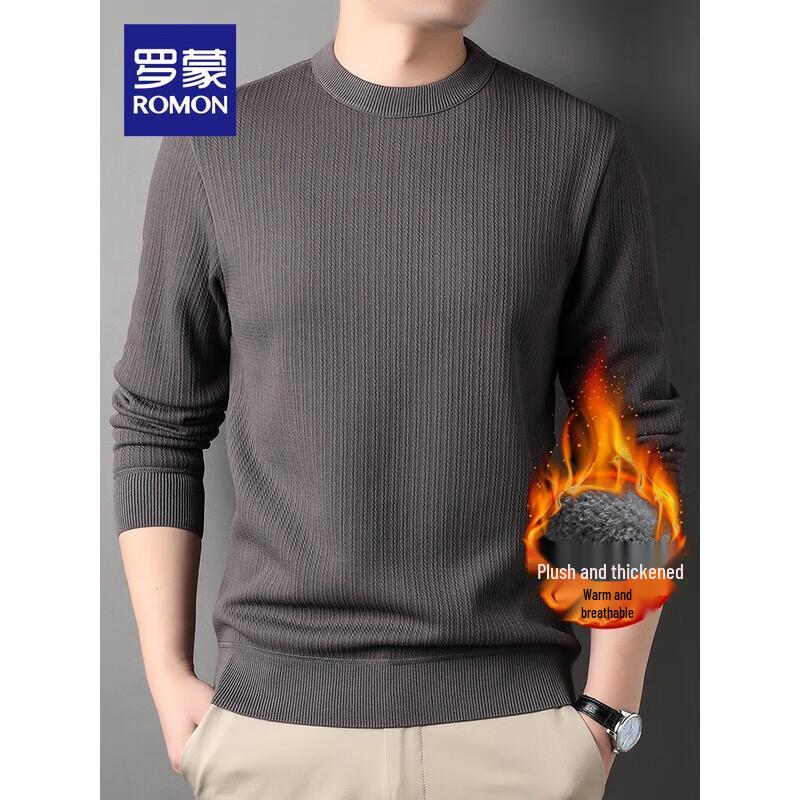 ROMON Men's Waffle Knit Fleece Lined Sweater