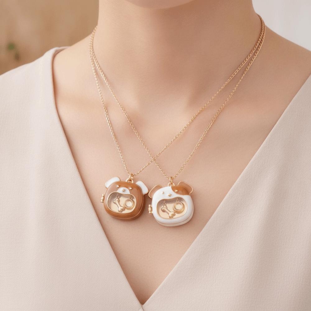 Animal Series Pattern Snap-on Necklace Dog Design DIY Jewelry DIY Glass Necklace Gift Giving