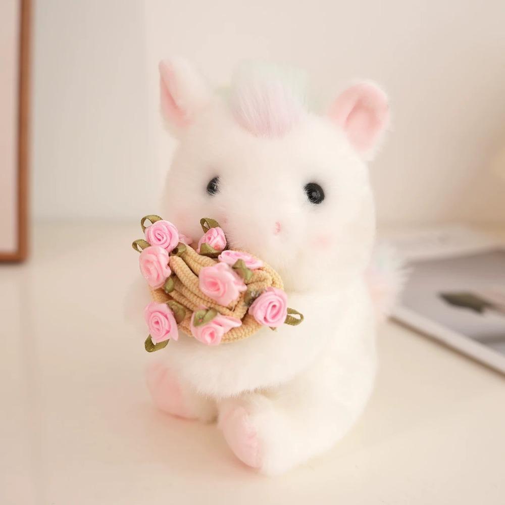 With Floral Blanket Bear Wear Rose Doll 15cm Bouquet Rabbit Doll Rose Bear Plush Toy Anniversary