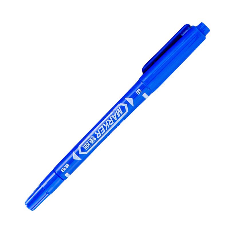 Double-Headed Oil-Based Marker Pen - Fast-Drying, Smooth Writing, Fine Tip, Black/Blue/Red for Art and Outlining синий