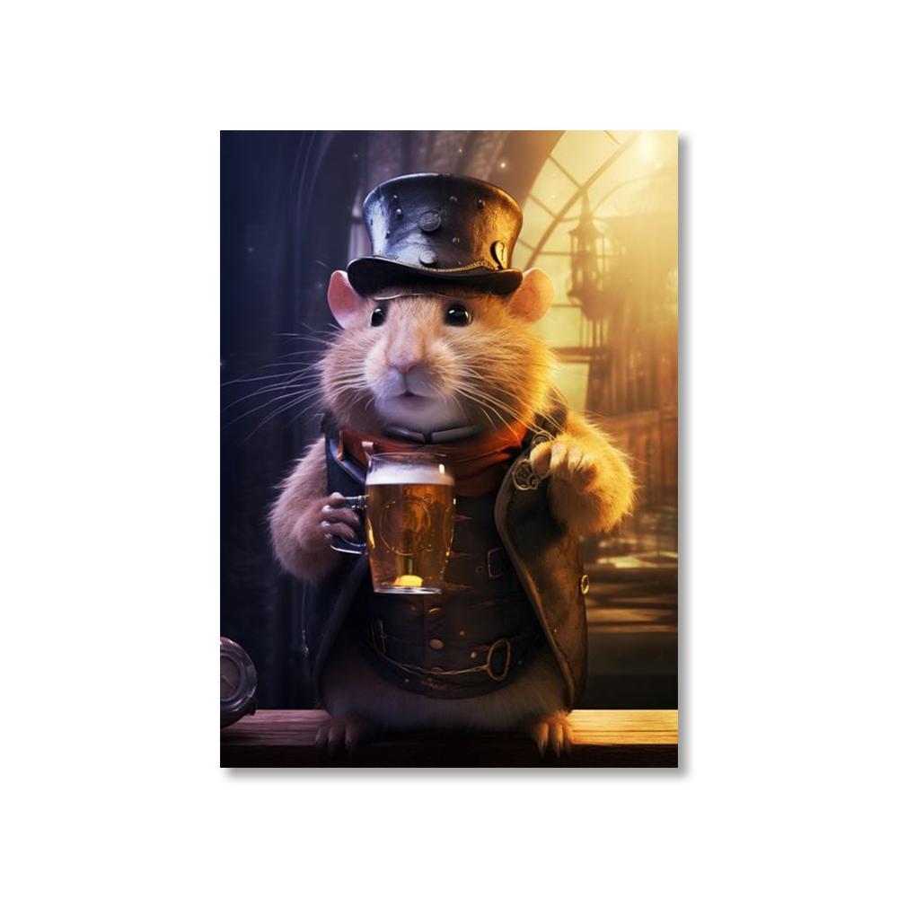 Tierkostüm Gentleman Trinkender Gorilla Löwe Hase Bier Bilder Lustige Bar Wandkunst Leinwandbild Heimdekoration