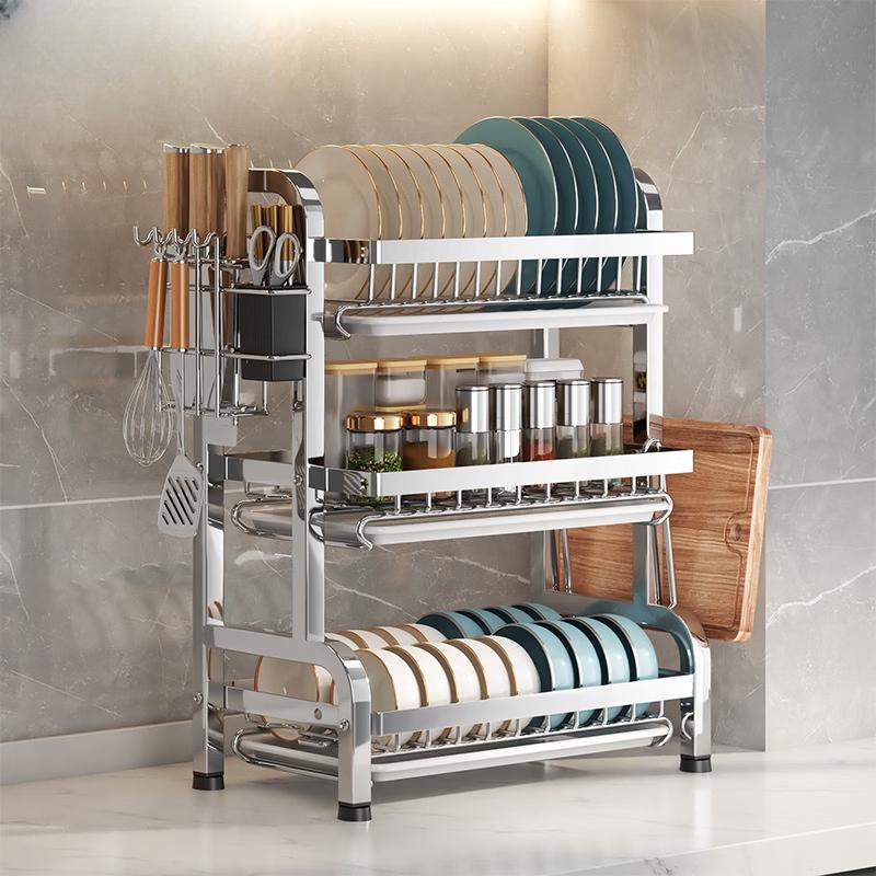 Yuzhuxun Nordic Style Double-Layer Stainless Steel Dish Drying Rack