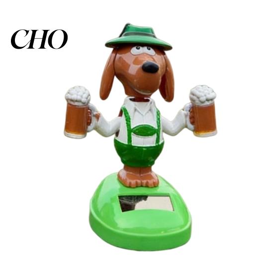 Fun Driving Companion Toy Solar Powered Wobbling Dog Car Ornament Cute Beer Eco-friendly Pet Swing Figure for Dashboard Eco-Friendly Vibrating зелёный