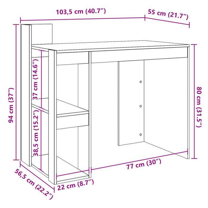 VidaXL Black Desk 103.5x56.5x94 Cm Engineered Wood, Writing Desk, Computer Desk, Home Office Desk, Desk 847976