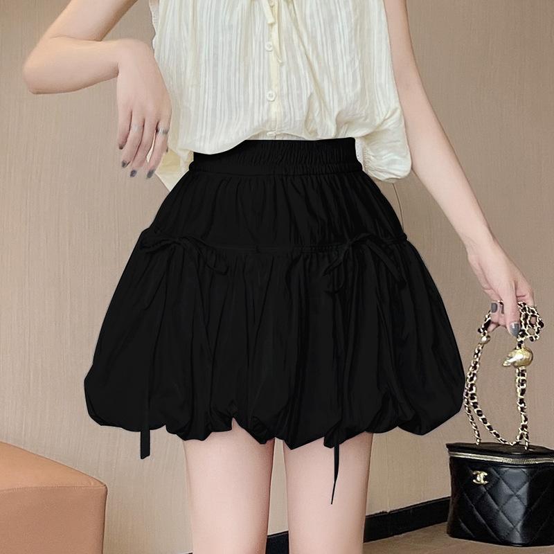 

Юбка-пачка с бантом, женская летняя повседневная эластичная юбка А-силуэта с высокой талией XL чёрный