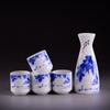 5-Piece Wine Set Japanese Ceramic Sake Set Vintage Wine Bottle Flagon Liquor Spirits Drinkware Cups Bar Set For