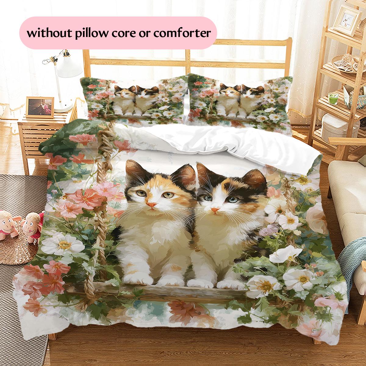 

Beautiful Calico Cat Pattern Bedding Home Decoration Birthday Gift (1 * duvet cover + 2 * pillowcase, without core) 135x200cm