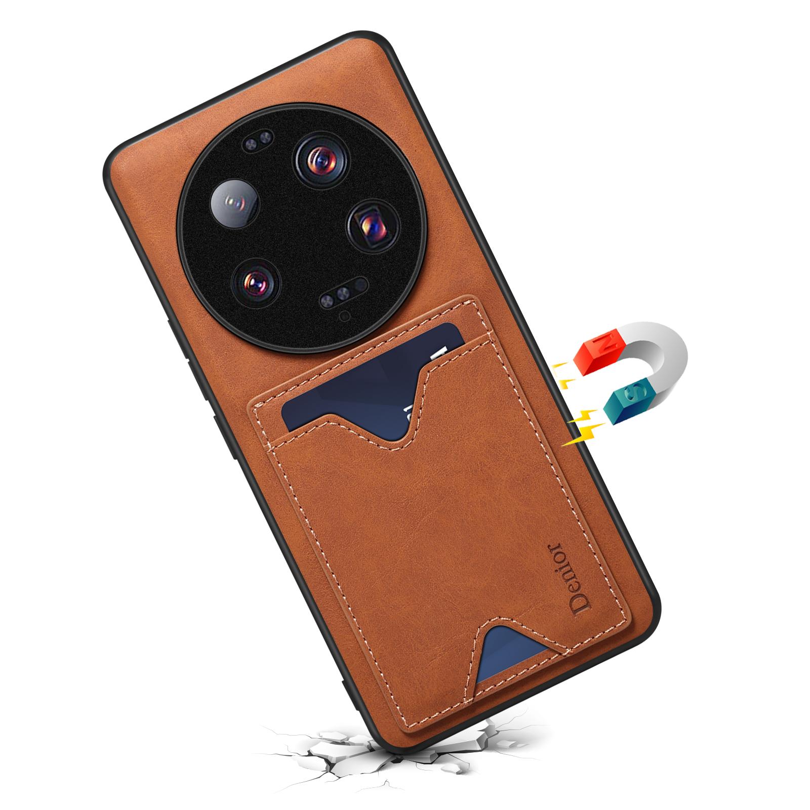 

EUCAGR Luxury Shockproof Leather Wallet Phone Case For Xiaomi 13 Ultra Card Slot Holder Cover For Xiaomi 13 Ultra коричневий