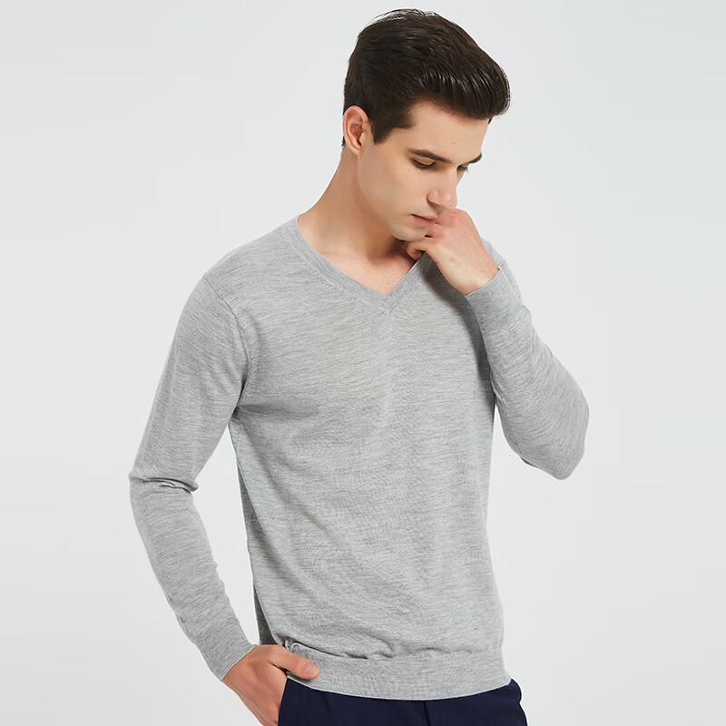 Hengyuanxiang Men's V-Neck Fine Cashmere Sweater