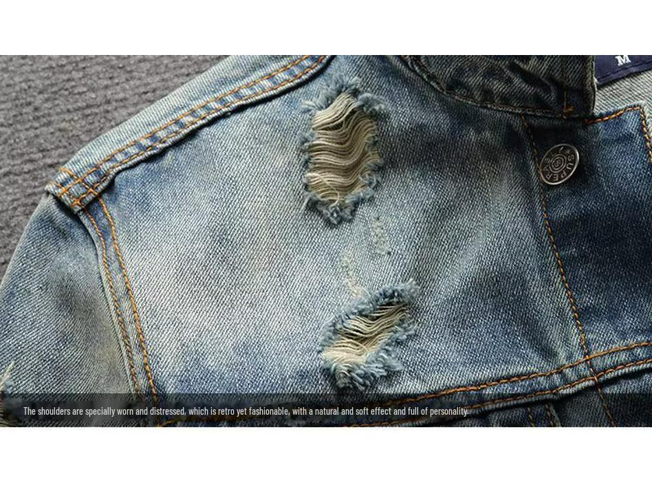 Men's Retro Denim Jacket - Korean Style, Slim Fit for Spring & Autumn