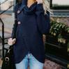 Casual Solid Knit Sweater Ladies V Neck Crew Neck Warm Daily Long Sleeve Blouse