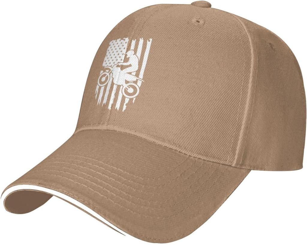 Motocross American Flag Distressed Baseball Cap Polyester Casual Trucker Hat Adult Unisex Sun Protection