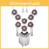 Ethnic Style Simulation Gemstone Decor Women Round Flower Necklace With Tassel For Boho Style Jewelry