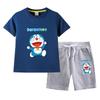 Doraemon Kids' Summer Set: Short-Sleeve T-shirt & Capris for Boys and Girls - Lightweight Casual Two-Piece.