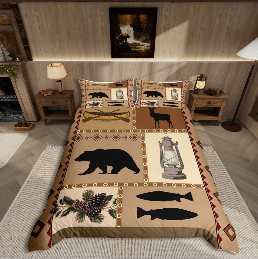 Homewish Wildlife Wolf Duvet Cover SetWoodland Animal For Teens Bedding SetJungle Safari Decor