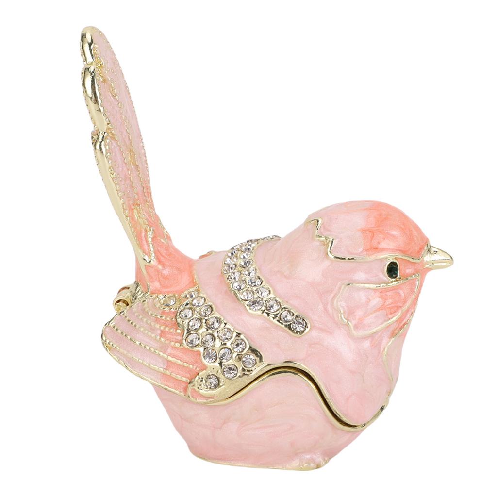 Bird Trinket Box Hinged with S Metal Enamel Jewelry Box Necklace Ear S Storage Birds Figurines Home Decor