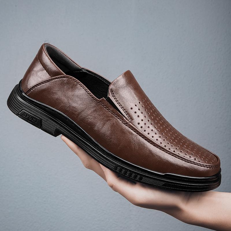 Fashion Genuine Leather Man Casual Flats Luxury Formal Mens Loafers Breathable Slip On Moccasins Handmade Leisure Driving Shoes