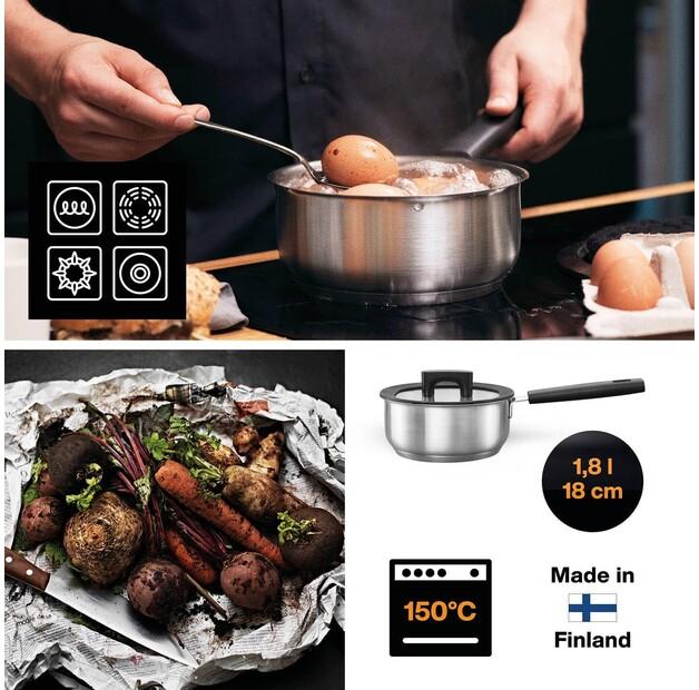 Кастрюля Fiskars Hard Face Steel 1,8 л (1052239)
