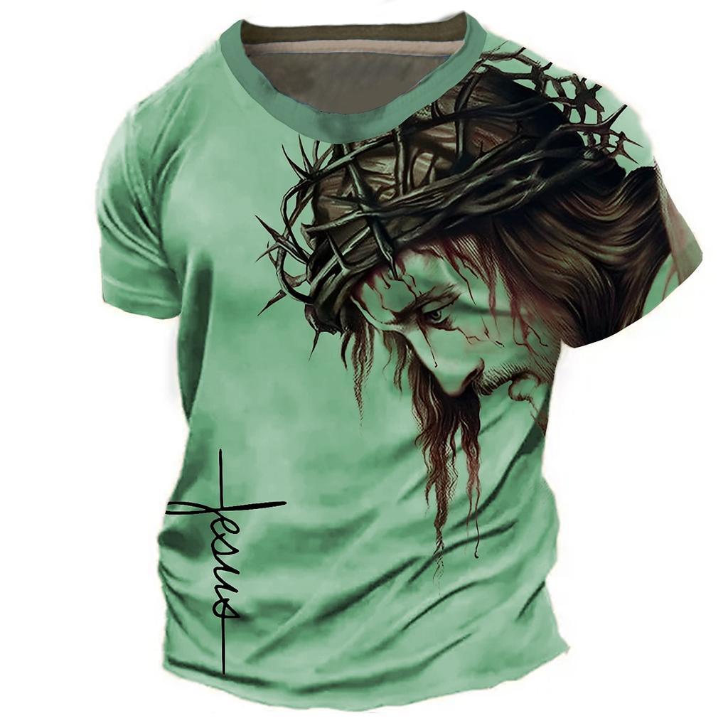 Men's Graphic Cross T Shirt Tee Short Sleeve T shirt 3D Print Crew Neck Shirt Vintage Fashion Designer Casual Daily Outdoor Black