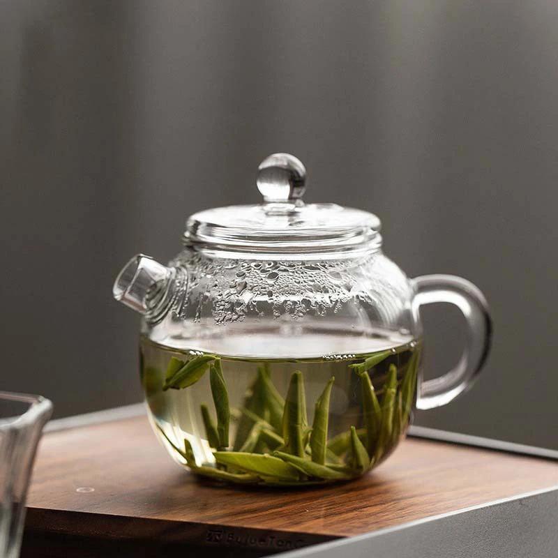 120/200ml Mini Clear Glass Teapot High Borosilicate For Hot Teapot For One Person Use Kung Fu Tea For Home Office Cafe
