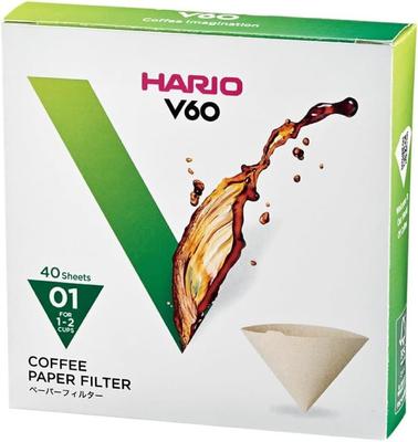 Filtro de papel HARIO V60 Misarashi para tazas, forma cónica, compatible con cafeteras, color marrón 1-2