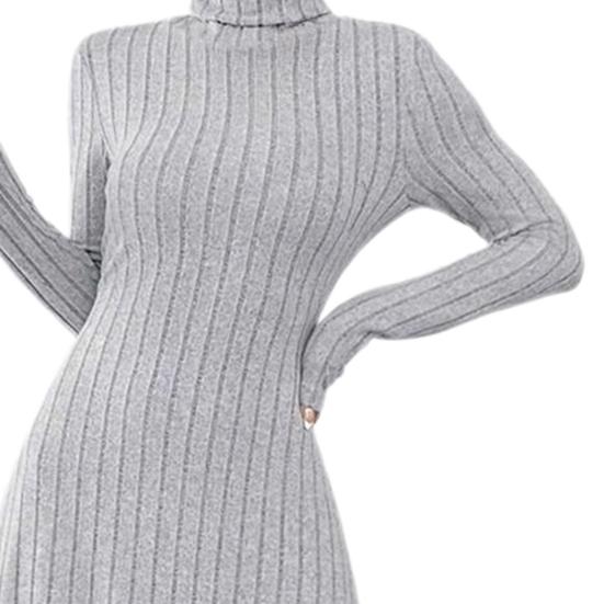 Sweater Dress for Women Casual Long Sleeve High Neck Ribbed Knit A-Line Dress Fall Winter Pullover Tunic Maxi Dress