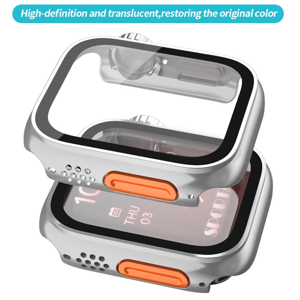 Change to Ultra for Apple Watch Case Series 8 7 45mm 41mm Screen Protector Cover Glass+Case for iWatch 4 5 6 SE 44mm 40mm Bumper