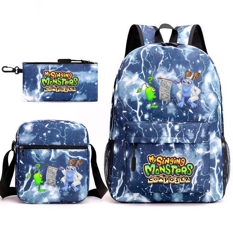 2024 New Monster Concert Starry Sky Backpack My Singing Monsters Elementary School Bag Three-piece Set