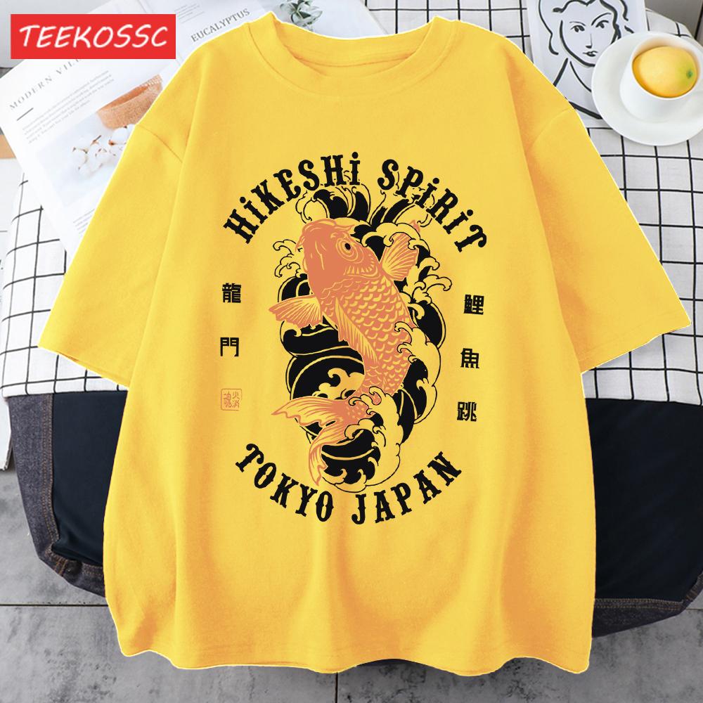 Hikeshi Spirit Tokyo Japan Print Tee Shirts For Man Cotton ONeck T Shirt Sport AllMatch Top Summer Male New Loose Short Sleeve