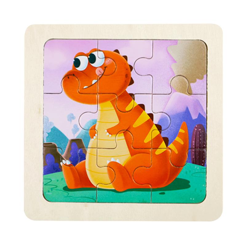 Small Children's 9-piece Wooden Plane Puzzle Cartoon Animation Puzzle Baby Educational Early Education Toy