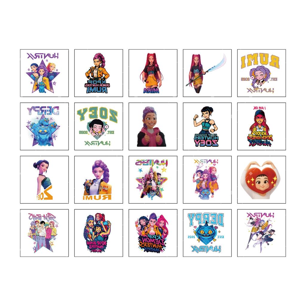 New style 20pcs/set Cartoon Kpop Demon Hunters Temporary Tattoo Sticker Rumi Cute Waterproof Tattoo For Funny Party Gift