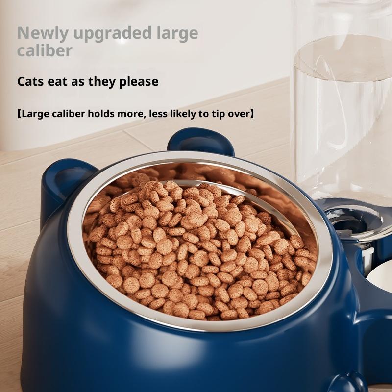 Pet Bowl 2-in-1 Auto Water Feeder, Tilted Elevated Cat Dog Bowl For Food & Water, Anti-Choking Slow Feeder Dish For Pets