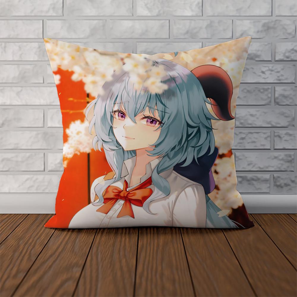 Ganyu Genshin Impact Pillow Case For Car Sofa Decorative Home Doublesided Print Plush Square Throw Pillow Cushion Cover