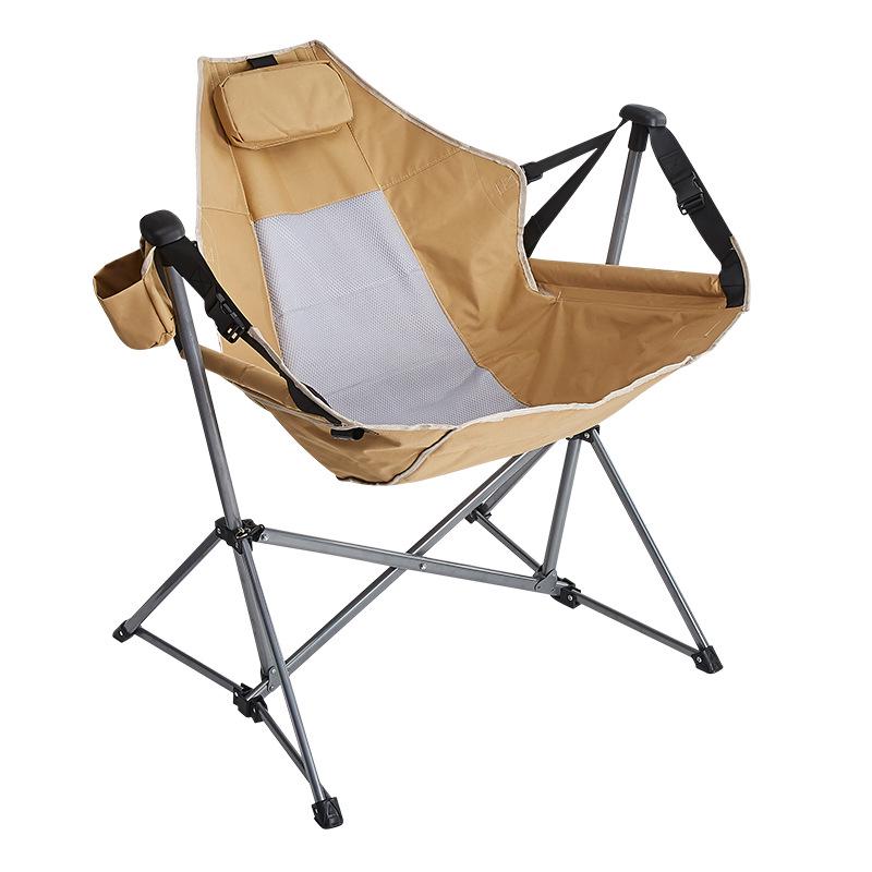 Portable Outdoor Folding Beach Rocking Chair for Camping, Home Leisure, and Fishing with Backrest