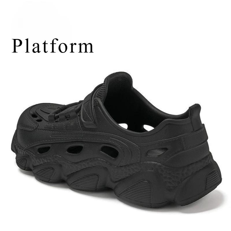 New Men's Sandals Fashion Thick-soled Hole Shoes Couple Outdoor Beach Shoes Comfortable Non-slip Men Slippers Sandalias De Mujer