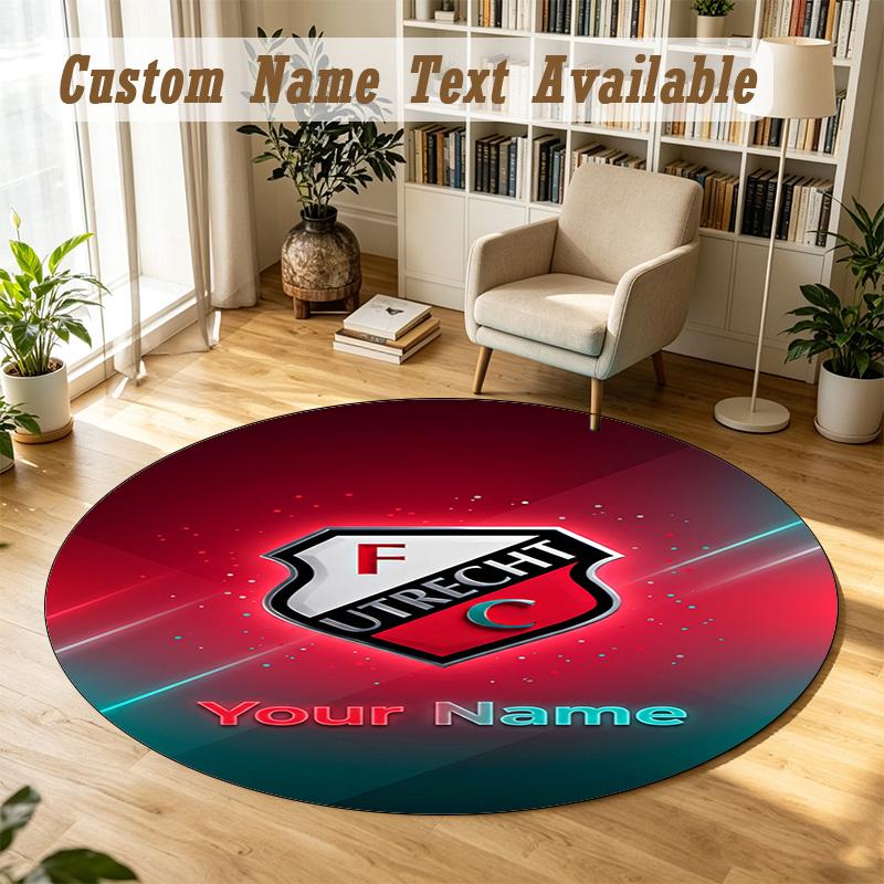 Round Rug Custom NameFC Utrecht Pattern Non Slip Carpet Home Floor Decor