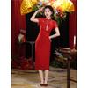 Burgundy improved cheongsam women's 1011 new engagement toasting clothes show thin national style wedding return banquet dress