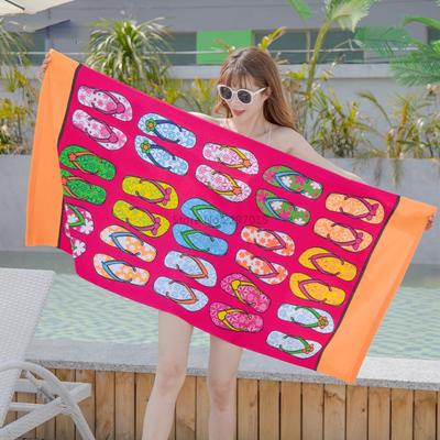 Personalized Slippers Summer Women Bath Towel Beach Wrap Swimming Towel Adult Children Boys Girls Microfiber Shower Towels