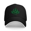 Green Emblem Black Baseball Cap with Classic Design and White Trim for Casual Wear and Outdoor Activities