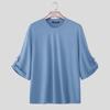 INCERUN Oversized Men Round Neck 3/4 Sleeve Rib Casual Loose T-Shirts Tops