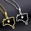 Women's Ethnic Style Heart-Shaped Brazil Map Pendant Necklace