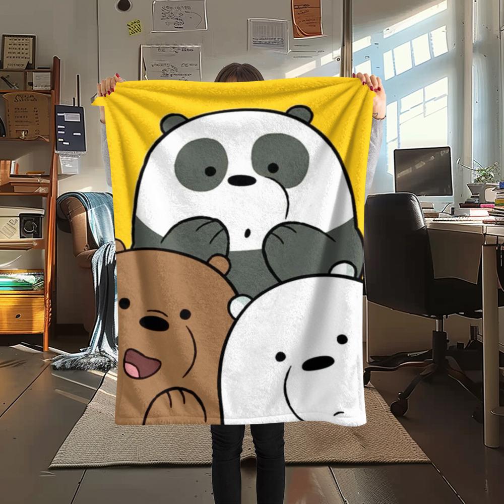 1pz Coperta in Flanella con Stampa We Bare Bears, Alta qualità Confortevole per Tutte le Stagioni, Decorazione per la Casa, Calore e Comfort, Perfetta per Regali di Natale244