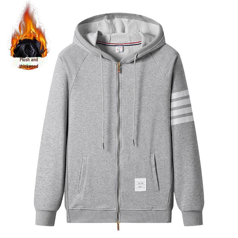 THOM BRIELLE Plus Velvet Four-Bar Sweater: Thick, Warm, Trendy Casual Jacket