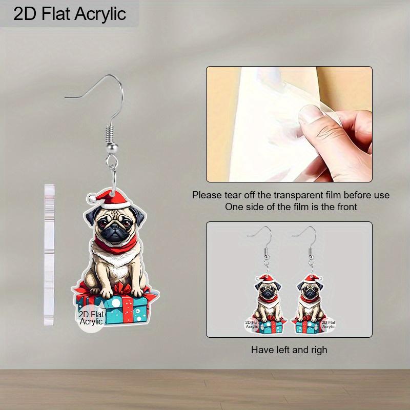 2D Flat Christmas Earring Cute Animal Earrings Christmas Dog Earrings for Women Holiday Christmas Gifts