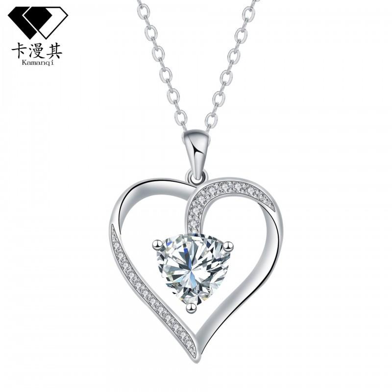 Elegant Womens Heart Pendant Necklace In Copper With Electroplated Finish Cross Chain Design Lightweight Luxury Choker Daily White