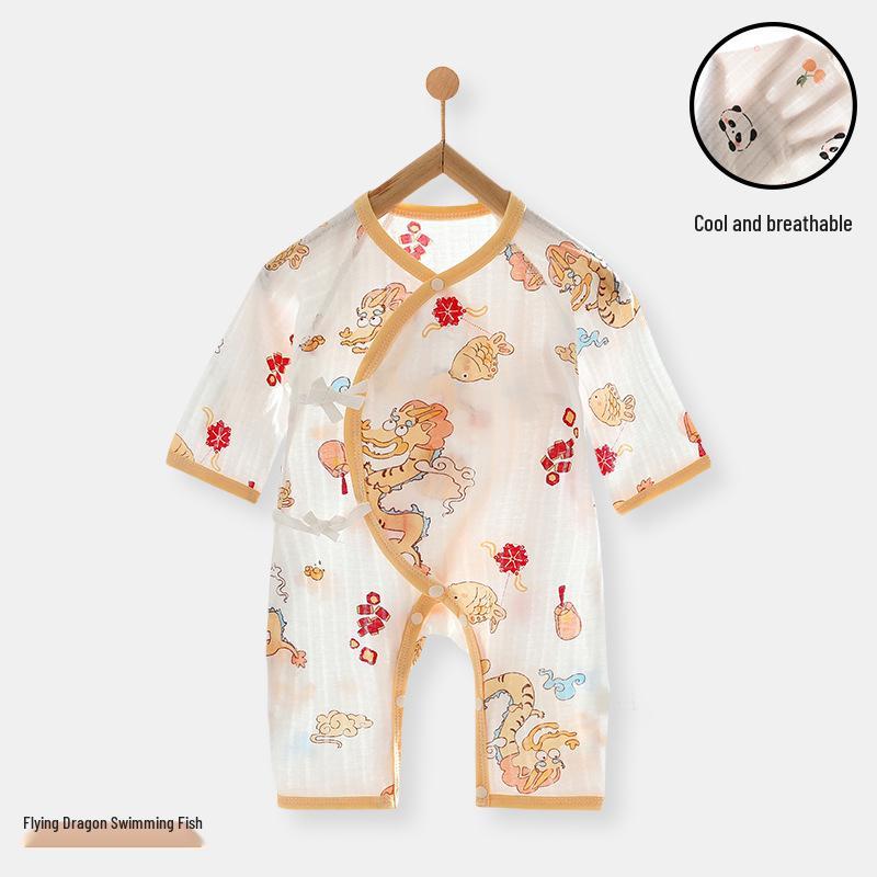 Summer Newborn Cotton Long-Sleeve Butterfly Monk Romper