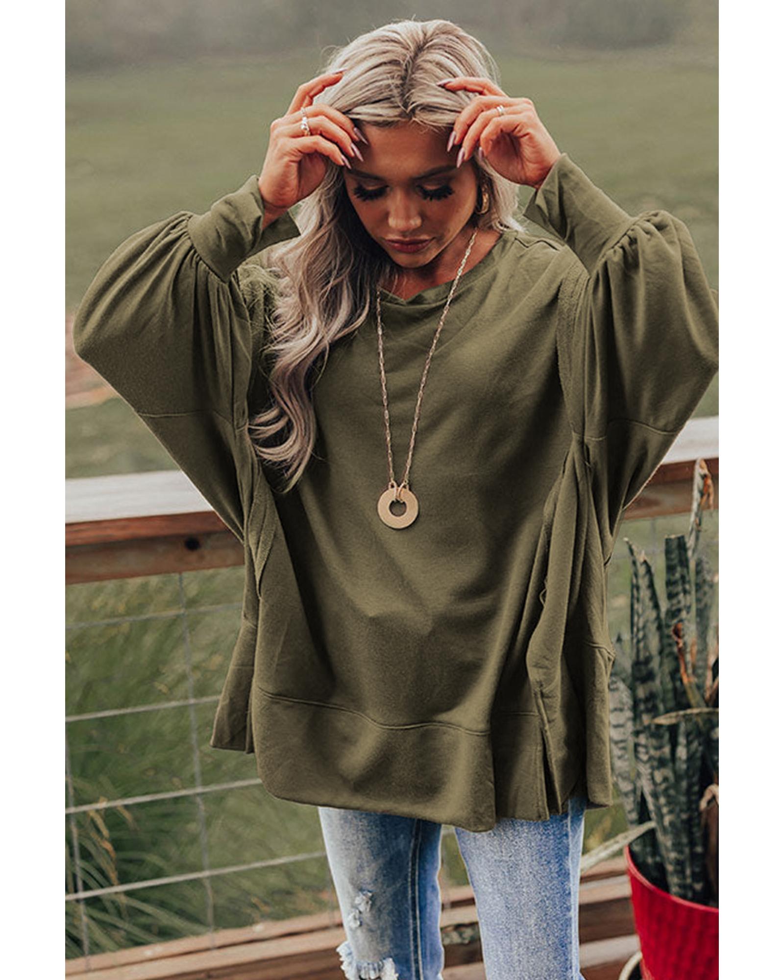 

Azura Exchange Oversized Patchwork Drop Shoulder Top S зелений