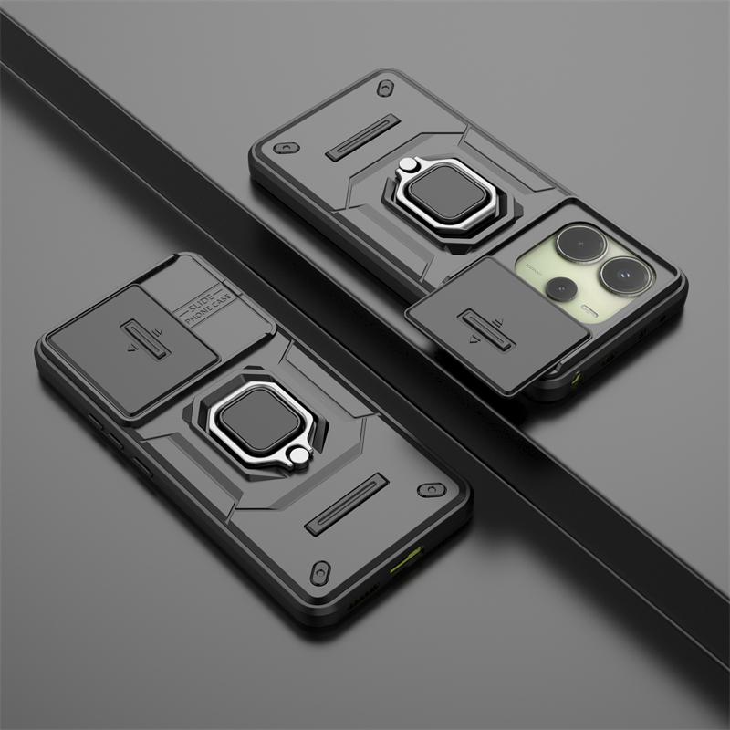 Push Window Phone Case For Redmi Note 14 4G Ring Holder Magnetic Back Cover For Redmi Note 14 4G Case For Redmi Note 14 4G Case